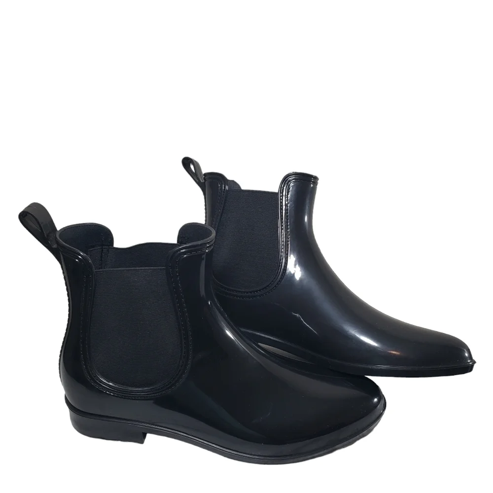 INC International Concepts Raelyn Black Pull On Ankle Rain Boots Sz 11M